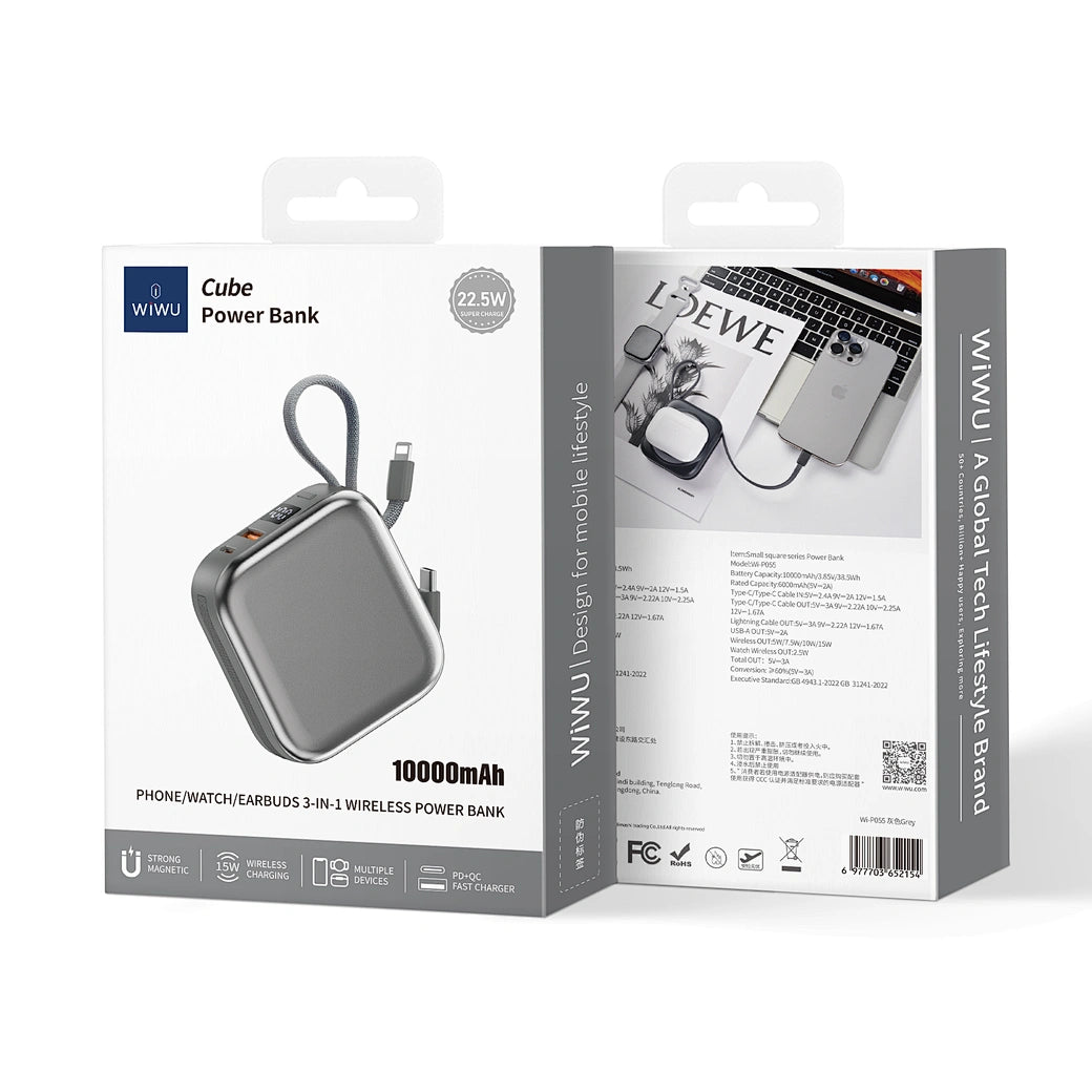 WIWU 22.5W CUBE WIRELESS 10000mAH POWER BANK