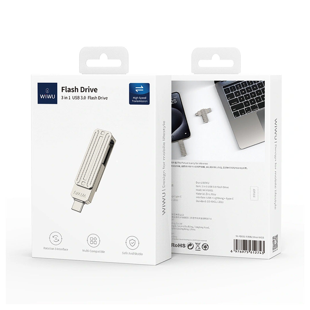 WIWU 3 in 1 Flash drive for mobile Phone Universal Portable