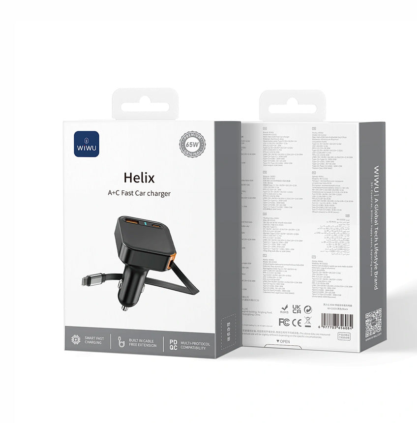 WiWU Wi‑CC033 Helix 65W Triple Port Car Charger USB‑C