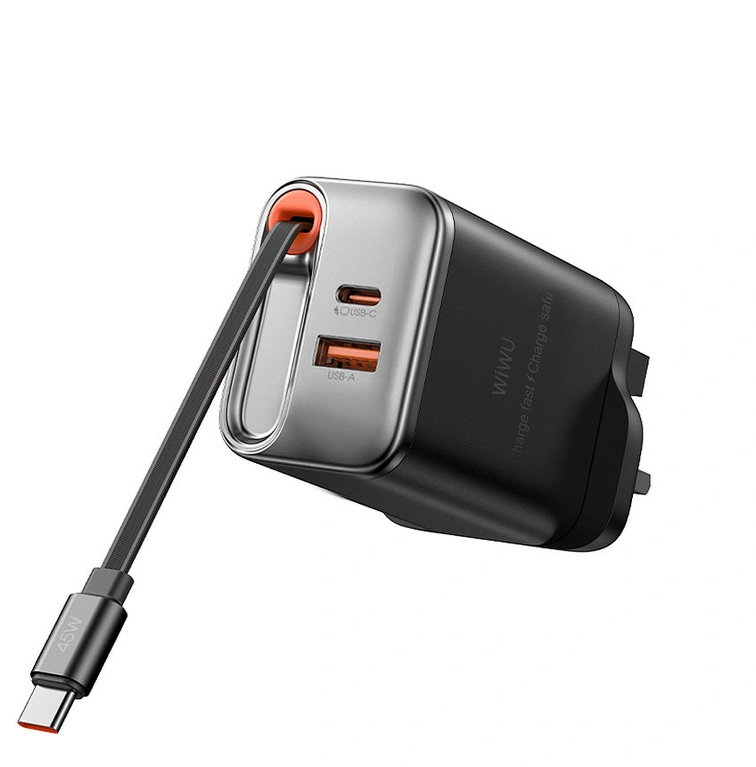 WiWU Wi-G021 45W GaN Charger with Retractable USB-C