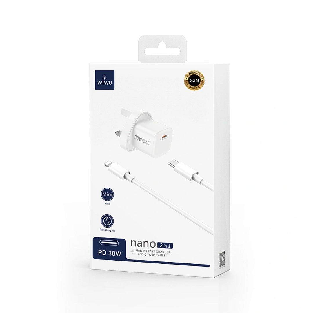 Nano 30 W GaN PD Fast Charger USB_C to USB - L