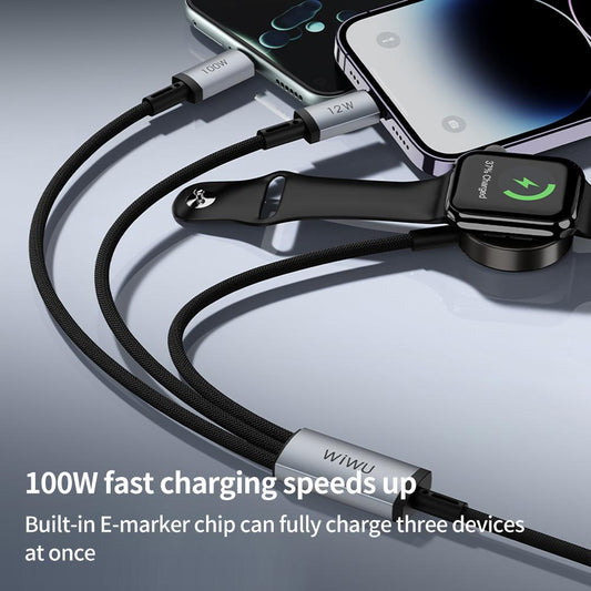 WIWU Wi-C050 100W 2 to 3 USB and Type-C to 8 Pin