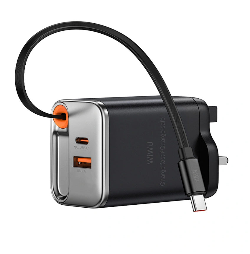 WiWU Wi-G021 45W GaN Charger with Retractable USB-C